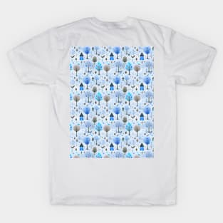 Naive birdhouse illustration blue T-Shirt